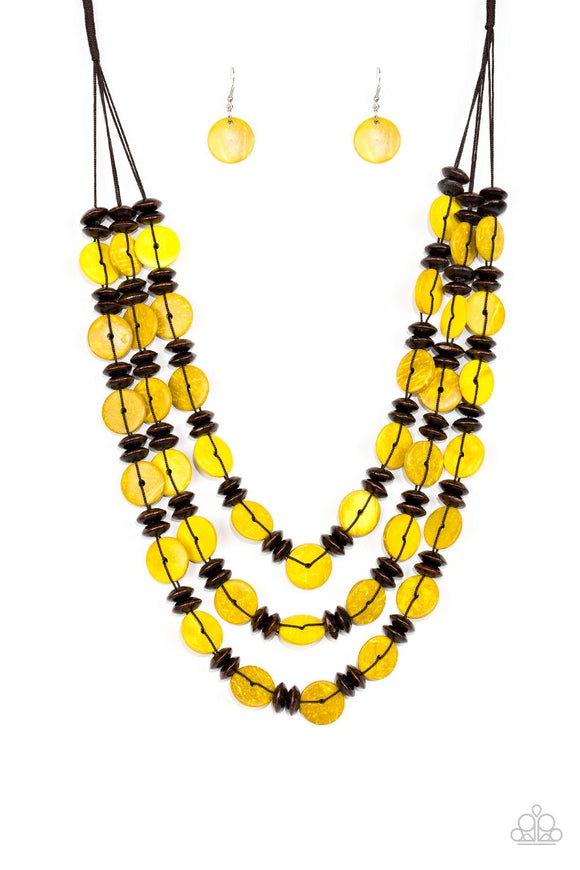Key West Walkabout - Yellow Wooden Necklace