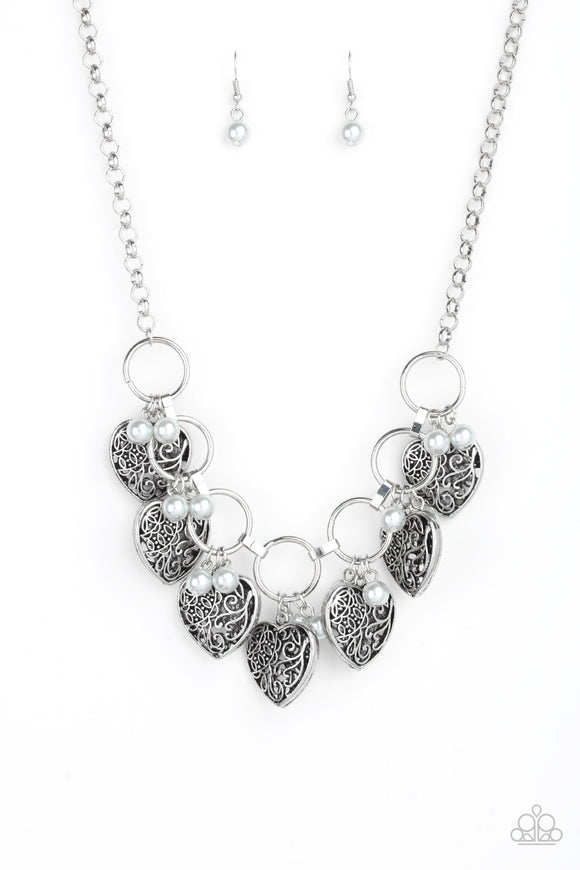 Very Valentine - Silver Heart Necklace Paparazzi