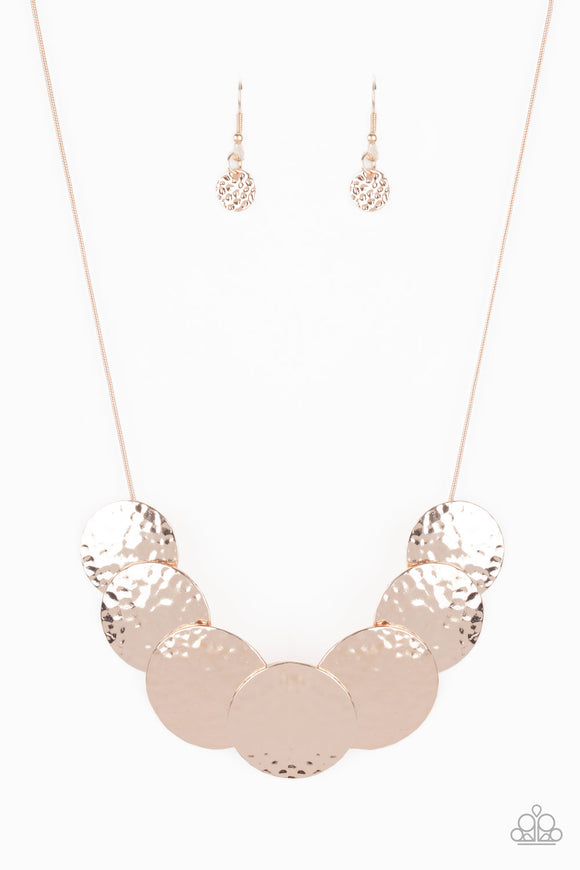 RADIAL Waves - Rose Gold Necklace Paparazzi