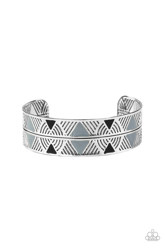 Hidden Glyphs - Silver Cuff Bracelet Paparazzi