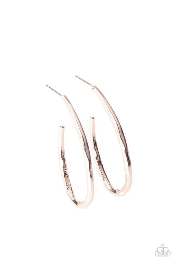 Totally Hooked - Rose Gold Hoop Earrings Paparazzi