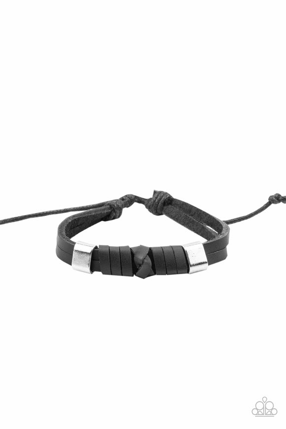 Drifter Decor - Black Leather Urban Bracelet Paparazzi