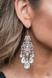 Queen Of All Things Sparkly - Empower Me Pink White Rhinestone Earrings Paparazzi