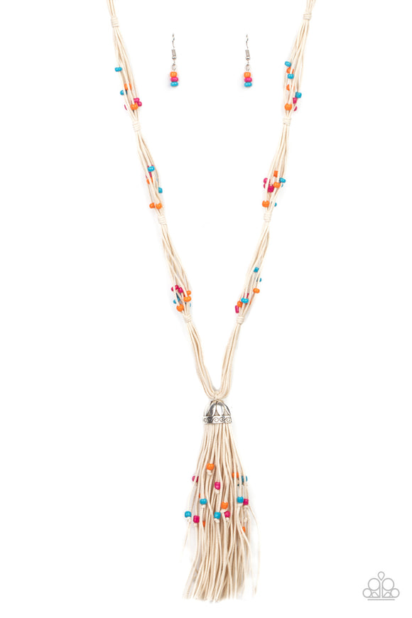 Summery Sensations - Multi Wooden Bead Tassel Necklace
