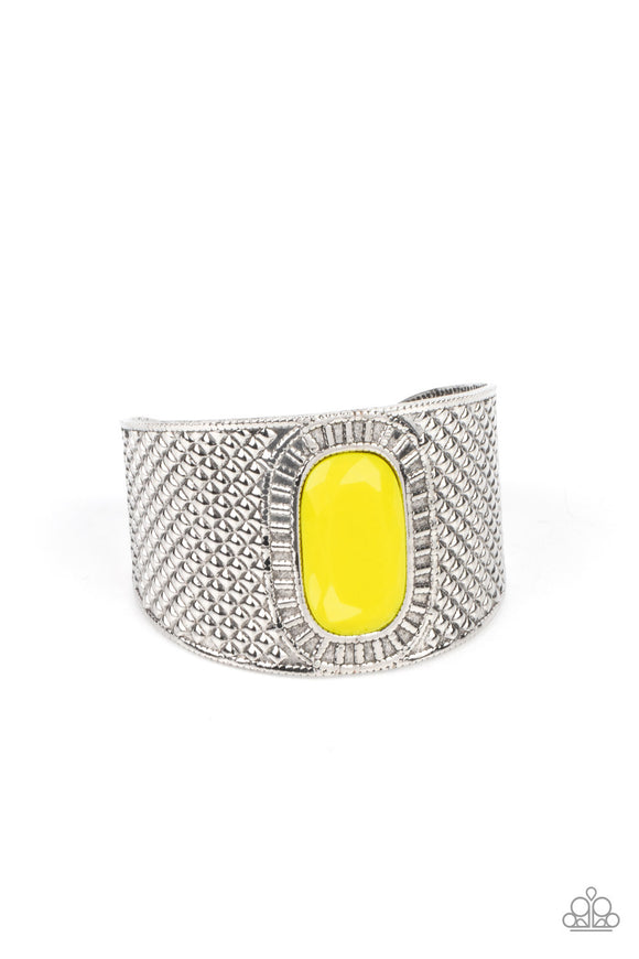 Poshly Pharaoh - Yellow Cuff Bracelet Paparazzi