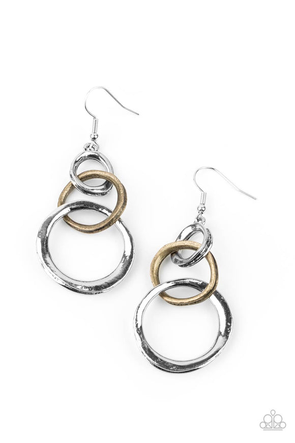 Harmoniously Handcrafted - Silver and Brass Multi Earrings Paparazzi