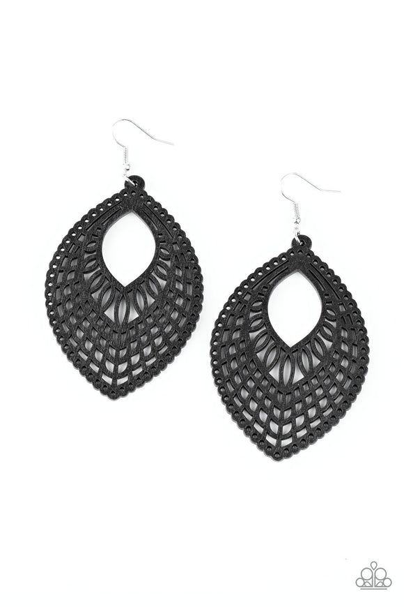 One Beach at a Time - Black Wooden Earring