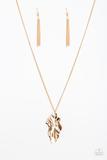 Fiercely Fall - Gold Leaf Necklace Paparazzi