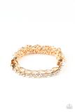 Glamour Grid - Rhinestone Gold Stretchy Bracelet Paparazzi
