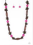 Cozumel Coast - Pink Wooden Necklace Paparazzi