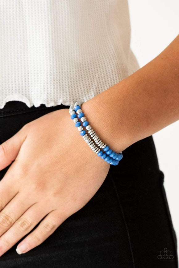 Snazzychicjewelryboutique Bracelet Downright Dressy - Blue Stretchy Bracelets Paparazzi