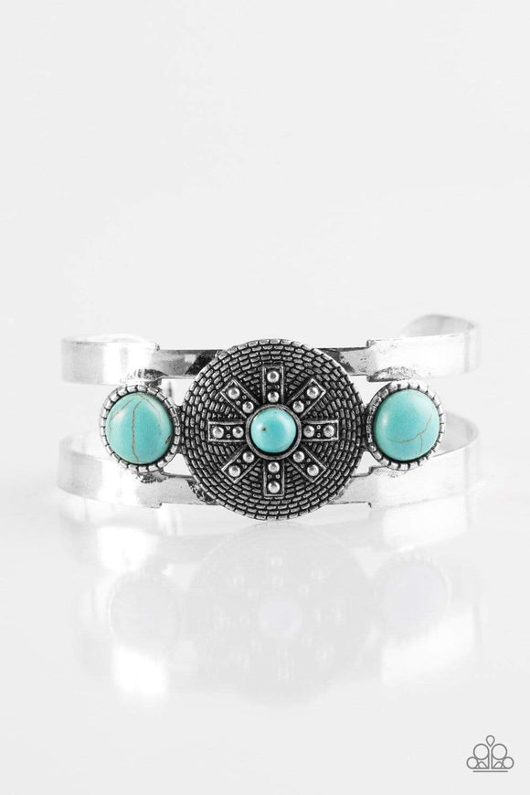 Snazzychicjewelryboutique Bracelet Here Comes The SUNDIAL - Blue Turquoise Cuff Bracelet Paparazzi