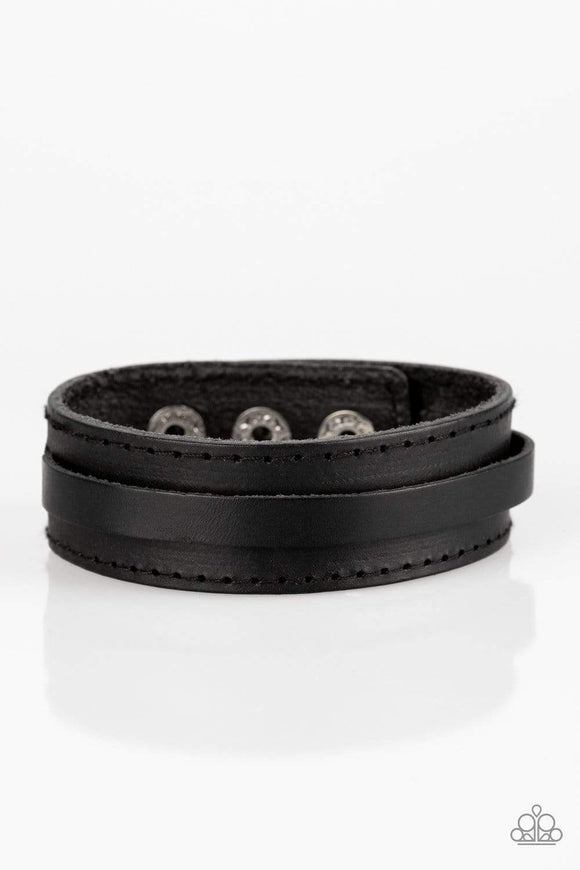 Snazzychicjewelryboutique Bracelet Scenic Scout - Black Leather Urban Bracelet Paparazzi