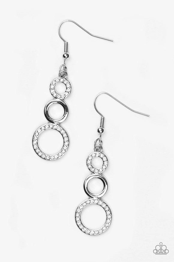 Snazzychicjewelryboutique Earrings Bubble Bustle - White Rhinestone Earrings Paparazzi