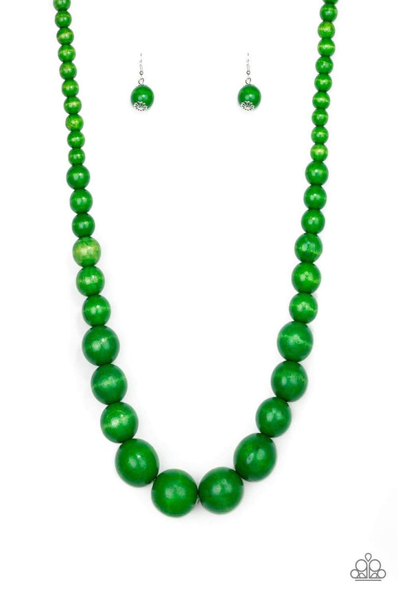 Snazzychicjewelryboutique Necklace Effortlessly Everglades - Green Wooden Necklace Paparazzi