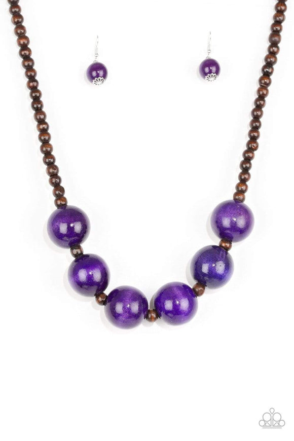 Snazzychicjewelryboutique Necklace Oh My Miami - Purple Wooden Necklace Paparazzi