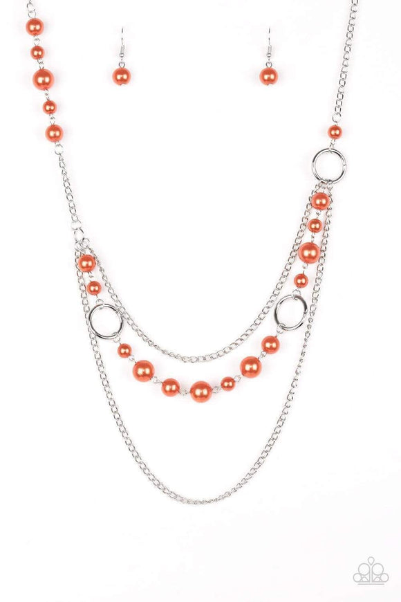 Snazzychicjewelryboutique Necklace Party Dress Princess - Orange Pearl Necklace Paparazzi