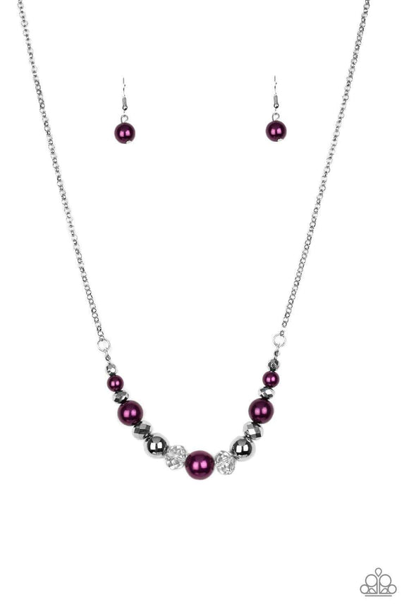 Snazzychicjewelryboutique Necklace The Big-Leaguer - Purple Pearl Necklace Paparazzi