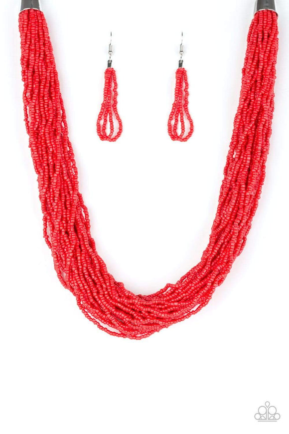 Snazzychicjewelryboutique Necklace The Show Must CONGO On! - Red Seed Bead Necklace Paparazzi