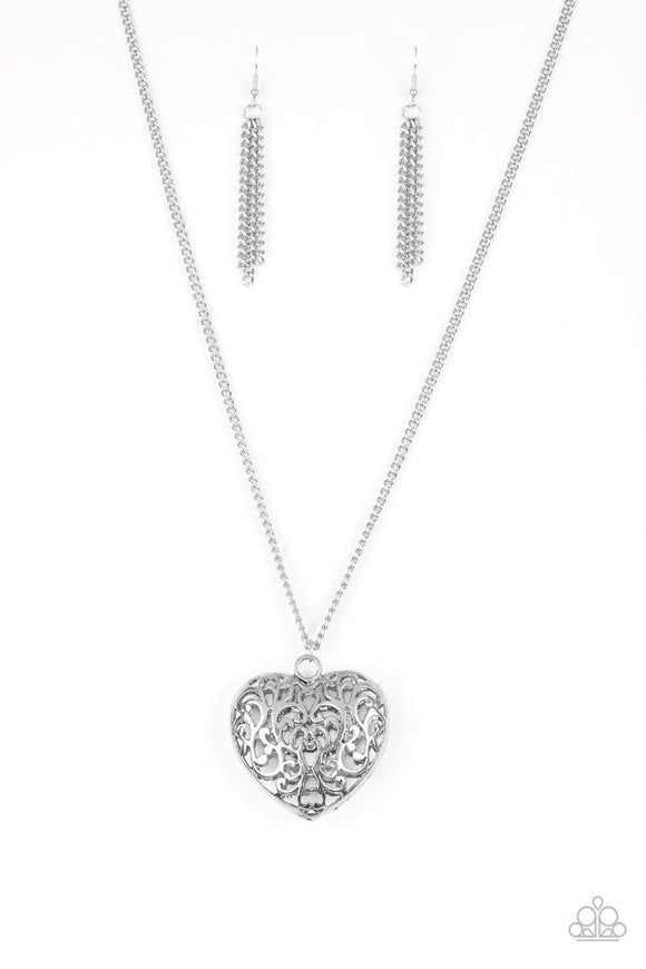 Snazzychicjewelryboutique Necklace Victorian Virtue - Silver Heart Necklace Paparazzi