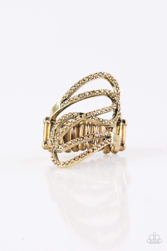 Snazzychicjewelryboutique Ring Chasing Starlight - Brass Stretchy Ring Paparazzi