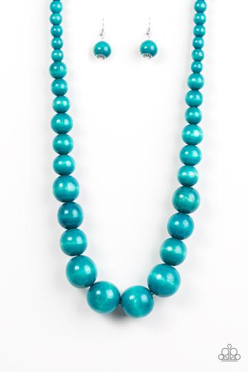 Effortlessly Everglades - Blue Wooden Necklace