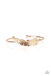 How Do You Like This FEATHER? - Gold Feather Cuff Bracelet Paparazzi