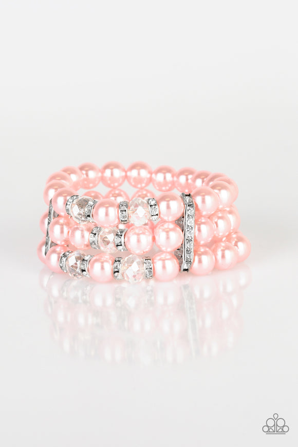 Undeniably Dapper - Pink Pearls Stretchy Bracelet Paparazzi