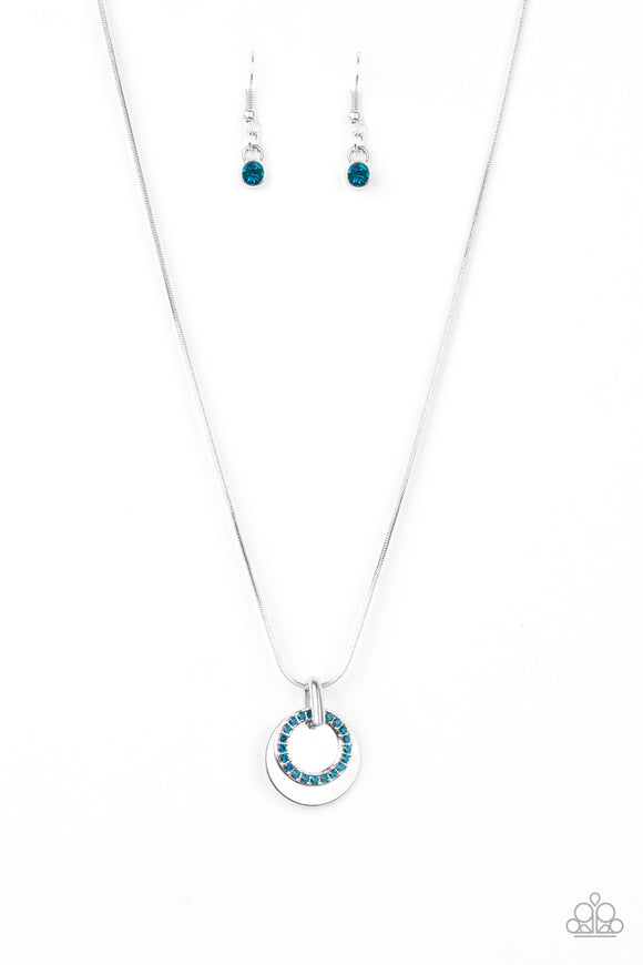 Blue rhinestone necklace deals paparazzi