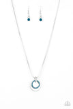 Front and CENTERED - Blue Rhinestone Necklace Paparazzi