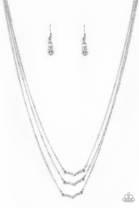 Pretty Petite - White Rhinestone Necklace Paparazzi