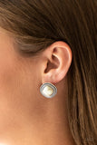 FRONTIER-Runner - White Crackle Sandstone Post Earrings Paparazzi