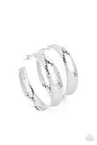 Fearlessly Flared - Silver Hoop Earrings Paparazzi