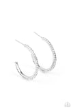 Dont Think Twice - White Rhinestone Hoop Earrings Paparazzi