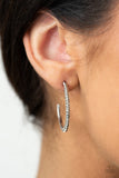 Dont Think Twice - White Rhinestone Hoop Earrings Paparazzi