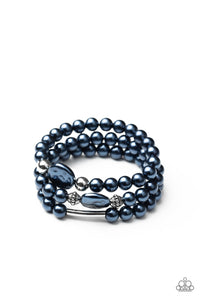 Exquisitely Elegant - Blue Pearl Stretch Bracelet Paparazzi