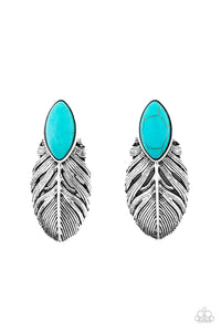 Rural Roadrunner - Turquoise Blue Crackle Sandstone Post Earrings Paparazzi