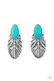 Rural Roadrunner - Turquoise Blue Crackle Sandstone Post Earrings Paparazzi