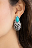 Rural Roadrunner - Turquoise Blue Crackle Sandstone Post Earrings Paparazzi