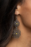 Mandala Mecca - Yellow Rhinestone Earrings Paparazzi