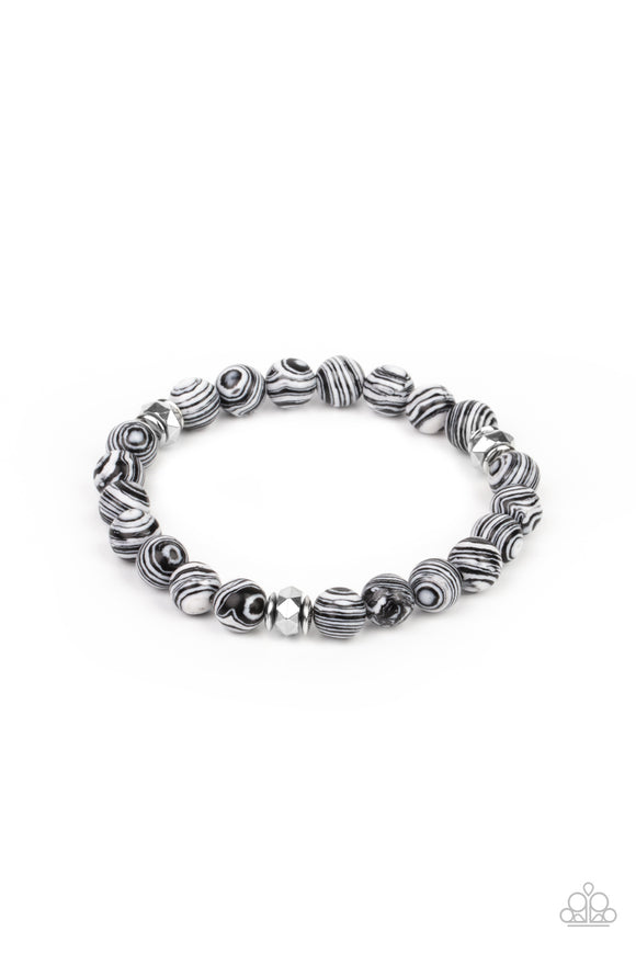 Awakened - White and Black Stretchy Bracelet Paparazzi