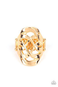 Open Fire - Gold Stretchy Ring Paparazzi