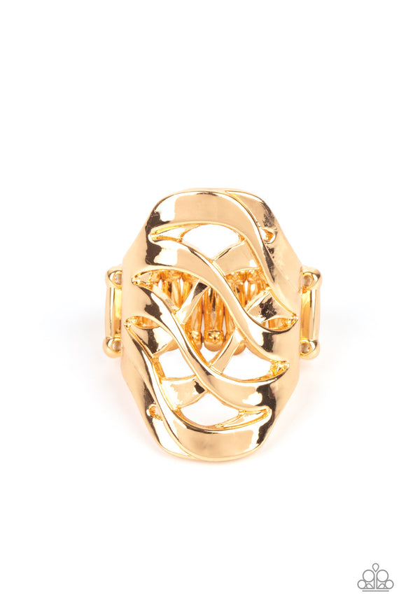 Open Fire - Gold Stretchy Ring Paparazzi