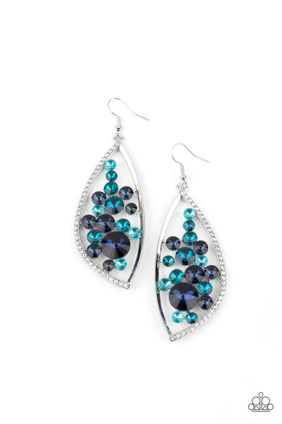 Sweetly Effervescent - Blue Rhinestone Earrings Paparazzi