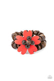 Tropical Flavor - Red Wooden Stretch Bracelet