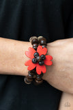 Tropical Flavor - Red Wooden Stretch Bracelet