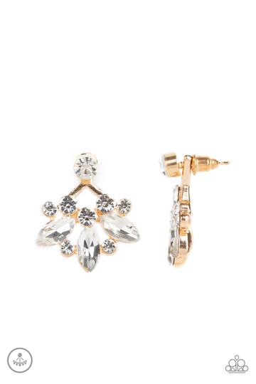 Crystal Constellations - Gold Rhinestone Ear Jacket Earrings