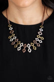 Geocentric - Multi Brass Silver Copper Necklace Paparazzi