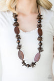 Carefree Cococay - Brown Wooden Necklace Paparazzi