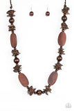 Carefree Cococay - Brown Wooden Necklace Paparazzi